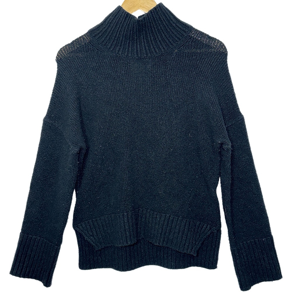 Abercrombie & Fitch Black Wool Knit Pullover Mock Turtleneck Sweater Sz XXS 2XS
